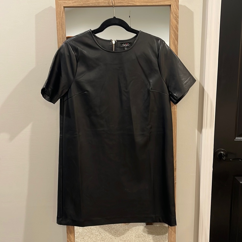 Black faux leather dress